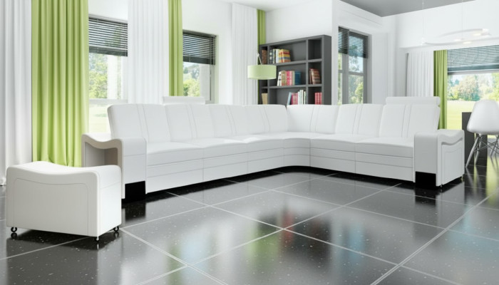 CANAPÉ EN CUIR XXL Canapé d'angle en cuir sur mesure avec USB