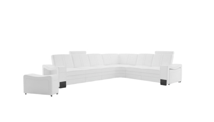 CANAPÉ EN CUIR XXL Canapé d'angle en cuir sur mesure avec USB