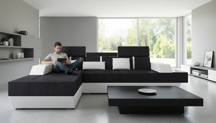 Canape en tissu Canape d'angle Canape en textile Canape + USB Paysage vivant Tapisserie sur mesure