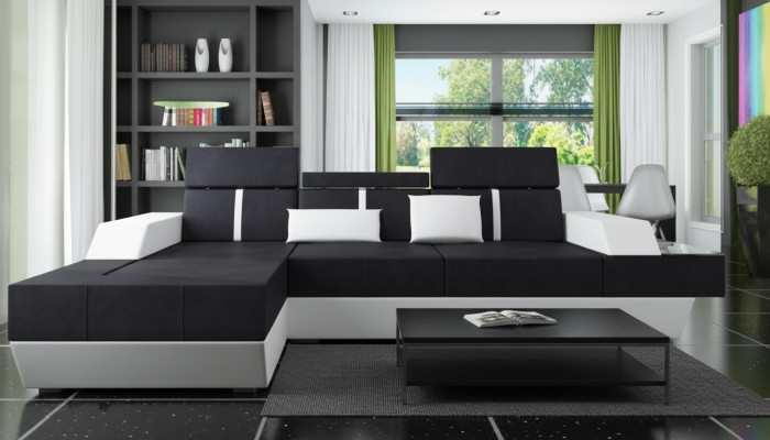 Canape en tissu Canape d'angle Canape en textile Canape + USB Paysage vivant Tapisserie sur mesure
