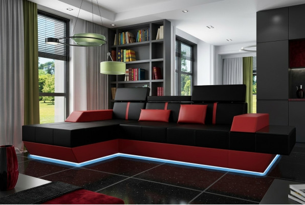 Canapé en cuir Paysage vivant Canapé Canapé Canapé d'angle USB Revêtement en cuir Sur mesure