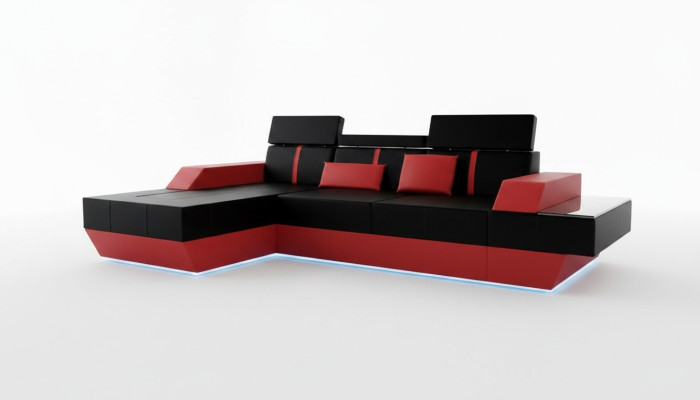 Canapé en cuir Paysage vivant Canapé Canapé Canapé d'angle USB Revêtement en cuir Sur mesure