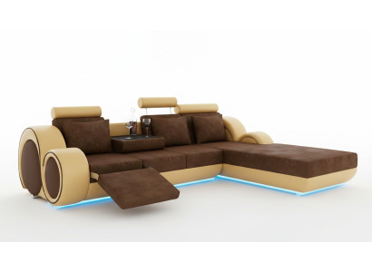 Canapé textile Suite Canapé d'angle USB sur mesure Paysage de vie Ensemble de canapé