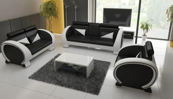 CANAPÉ EN CUIR DESIGN USB Ensembles 3 + 1 en tissu sur mesure Housse de canapé Neuf
