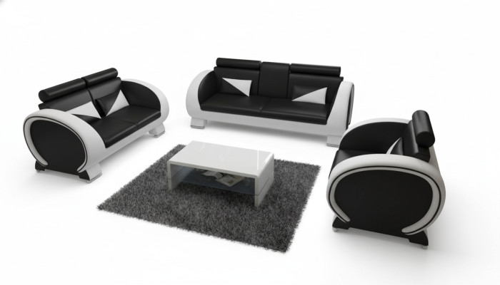CANAPÉ EN CUIR DESIGN USB Ensembles 3 + 1 en tissu sur mesure Housse de canapé Neuf