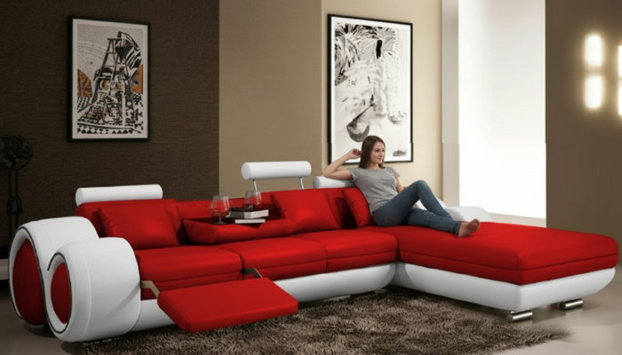 Canapé d'angle avec USB - Coin salon - Canapé en cuir - Canapé - Sur mesure - Revêtement - Ensemble - Canapé