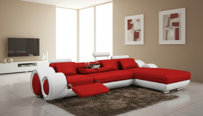 Canapé d'angle avec USB - Coin salon - Canapé en cuir - Canapé - Sur mesure - Revêtement - Ensemble - Canapé