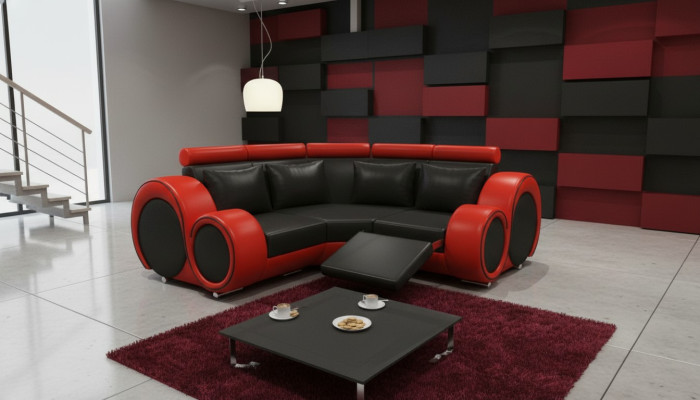 CANAPÉ EN CUIR avec DESIGN USB Canapé d'angle SOFA BERLIN Suite Canapé sur mesure neuf
