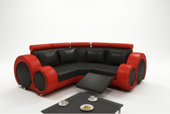 CANAPÉ EN CUIR avec DESIGN USB Canapé d'angle SOFA BERLIN Suite Canapé sur mesure neuf
