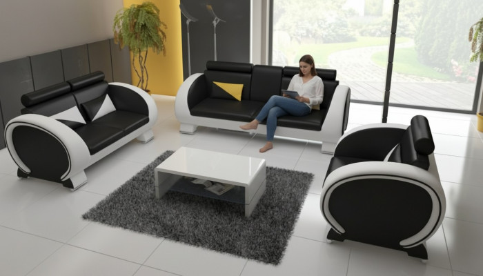 CANAPÉ 3+1 EN CUIR ENSEMBLE DE REVÊTEMENT DE CANAPÉ CANAPÉ EN CUIR DESIGNER SOFA avec USB