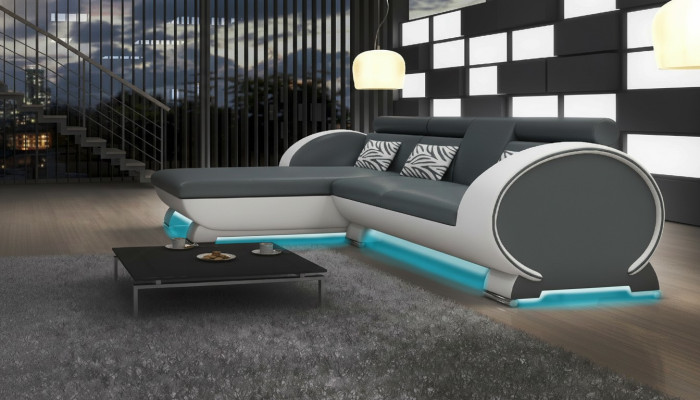 CANAPÉ EN CUIR Canapé d'angle Ensemble de canapés CANAPÉ DESIGN BAR FONCTION SOFA avec USB Rembourrage