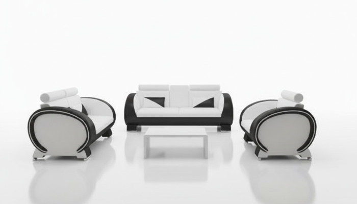 CANAPÉ EN CUIR avec USB SOFA DESIGNER Suite 3+1 COUCH UPHOLSTERY SET Canapé rembourré SOFA