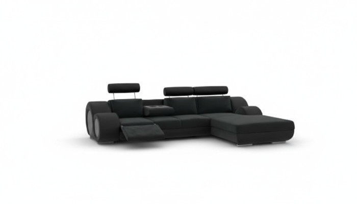 Canapé design en cuir rembourré de canapé USB neuf Suite Living paysage Canapé d'angle