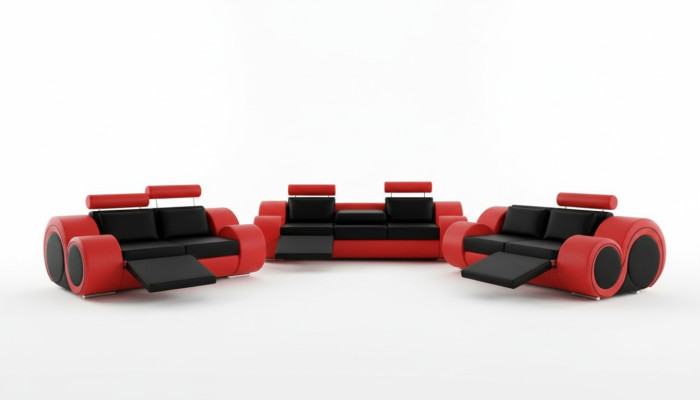 Canapé BERLIN Canapé Rembourré Suite 3+2 Places Canapé Design en Cuir avec USB neuf