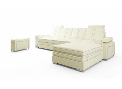 CANAPÉ EN CUIR CANAPÉ EN CUIR CANAPÉ D'ANGLE EN CUIR Paysage vivant avec USB, nouvelle Suite SOFA XXL