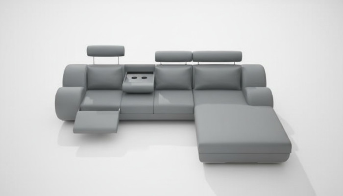 Suite Designer de vie Paysage d'angle Canapé USB Canapé en cuir Canapés Gris
