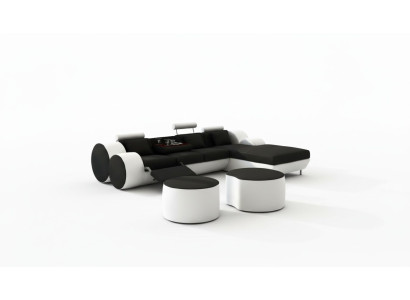 CANAPÉ EN CUIR DE DESIGNER avec USB, Canapé d'angle en cuir, Canapé en cuir pour salon.