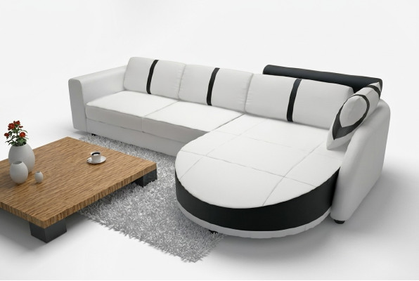 CANAPÉ EN CUIR Canapé d'angle avec fonction lit CANAPÉ DESIGN Canapé-lit en cuir Canapé d'angle en cuir avec USB