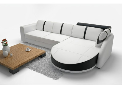 CANAPÉ EN CUIR Canapé d'angle avec fonction lit CANAPÉ DESIGN Canapé-lit en cuir Canapé d'angle en cuir avec USB