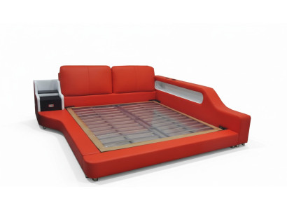 Double lit en cuir de luxe avec design tapissé, lits avec USB multifonction pour hôtel