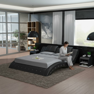 Lit en cuir de luxe avec USB Rembourrage Lits Double Moderne Mariage 140/160/180 cm