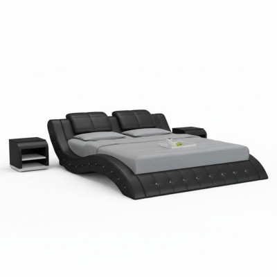 Lit en cuir de luxe avec USB Rembourrage Lits Double Moderne Mariage 140/160/180 cm