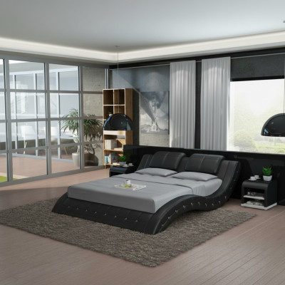 Lit en cuir de luxe avec design USB, lits rembourrés doubles modernes pour mariage 140/160/180 LB8824