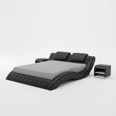 Lit en cuir de luxe avec design USB, lits rembourrés doubles modernes pour mariage 140/160/180 LB8824