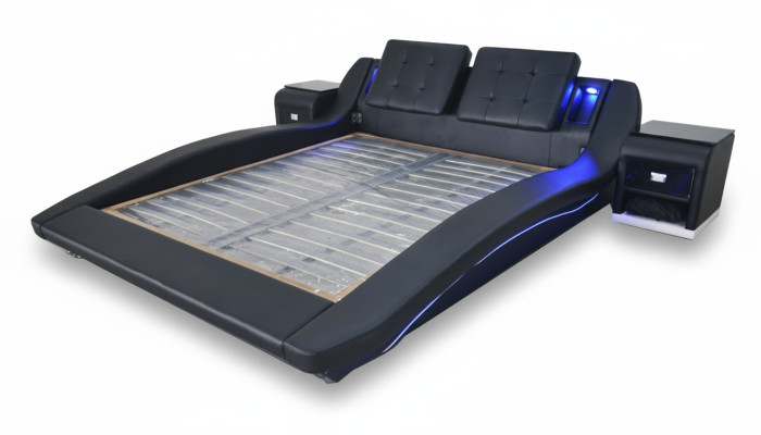 Lit double de luxe en cuir design lit avec USB Mariage exclusif 180x200 cm.