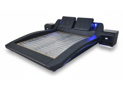Lit double de luxe en cuir design lit avec USB Mariage exclusif 180x200 cm.