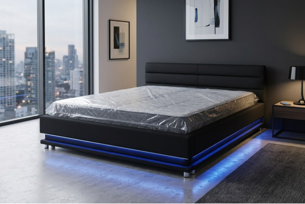 Conception de lits rembourrés en cuir de luxe double avec USB 140/160/180/200 cm Lit