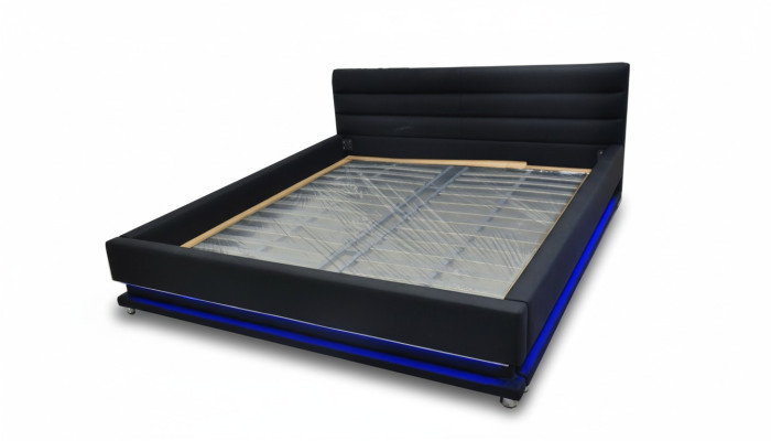 Conception de lits rembourrés en cuir de luxe double avec USB 140/160/180/200 cm Lit