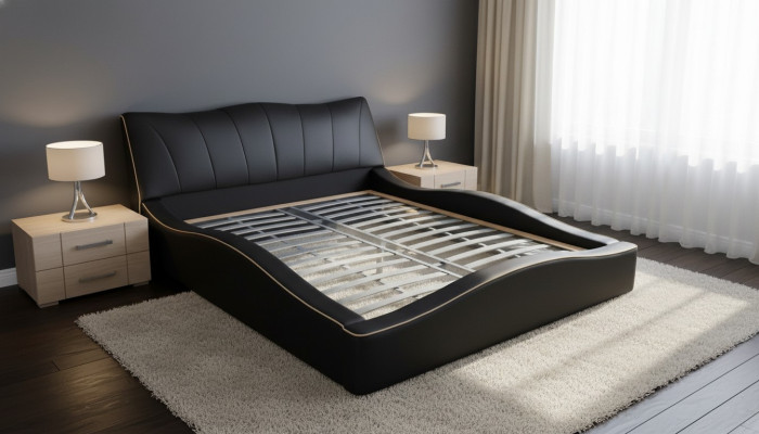 Luxueux lit d'hôtel en cuir avec cadre de lit USB Cadres de lit rembourrés