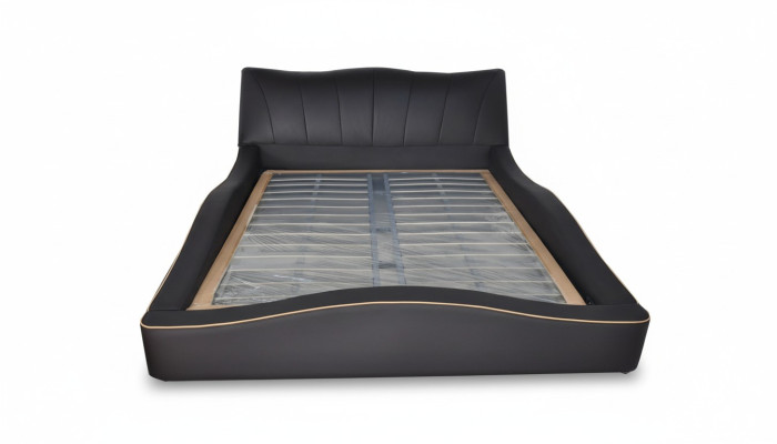 Luxueux lit d'hôtel en cuir avec cadre de lit USB Cadres de lit rembourrés
