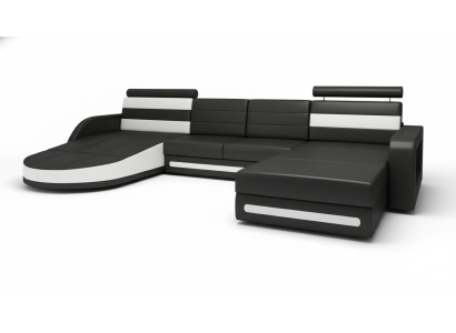 Canapé d'angle Canapé avec USB, rembourrage en forme de U Paysage vivant Canapé d'angle Xxl Noir neuf
