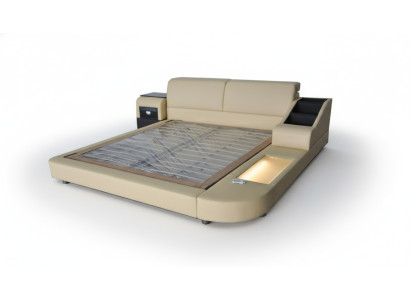 Lit double exclusif multi-usage pour hôtel de mariage en cuir, lit rembourré + ports USB. Luxueux et neuf.