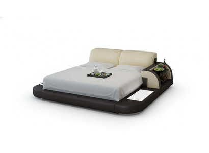 Lit de design XXL Lits grands Cuir Hôtel Capitonné 180x200 Étagère multifonction USB
