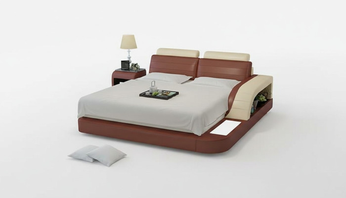 Lit de chambre moderne de haute qualité Lit Design Lits rembourrés Multifonction +USB