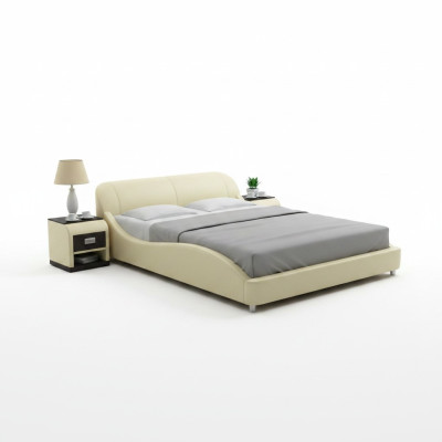 Design Lit double rembourré Moderne Lits Chambre avec USB et Étagère 200x210 cm