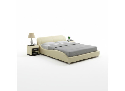 Design Lit double rembourré Moderne Lits Chambre avec USB et Étagère 200x210 cm