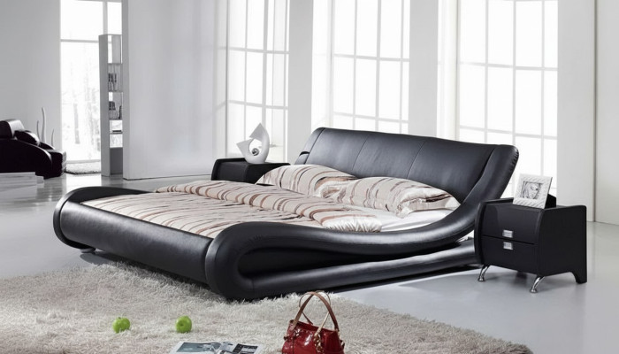 XXL Lit double en cuir Lit Lits avec USB, Lit en cuir Designer 4761