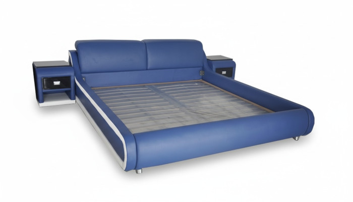 Lit double en cuir de luxe + lits rembourrés USB multifonction LB8835
