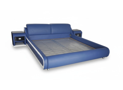 Lit double en cuir de luxe + lits rembourrés USB multifonction LB8835