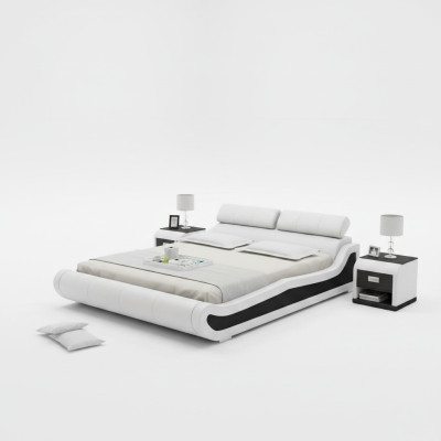 Lit en cuir de luxe avec USB Revêtement lits doubles moderne Mariage 140/160/180 cm