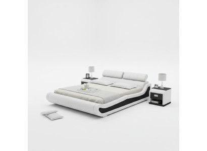 Lit en cuir de luxe avec USB Revêtement lits doubles moderne Mariage 140/160/180 cm