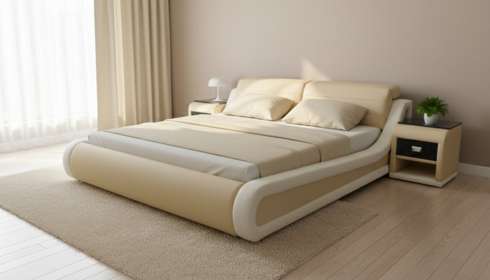 Lit double de luxe en cuir + lits rembourrés USB multifonctions LB8831
