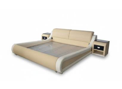 Lit double de luxe en cuir + lits rembourrés USB multifonctions LB8831