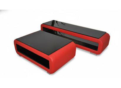 Table basse de designer en cuir rembourré en verre Table moderne CT9010 + meuble TV TS1010 +USB