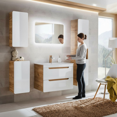Conception Mobilier de salle de bains Suite de salle de bains Armoire Lavabo Éclairage décoratif