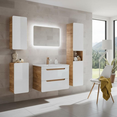 Conception Mobilier de salle de bains Suite de salle de bains Armoire Lavabo Éclairage décoratif